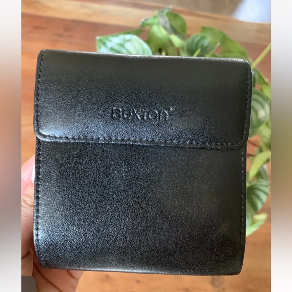 Buxton Leather Minimizer Wallet & Coin Purse Genuine Black Leather - Picture 1 of 10